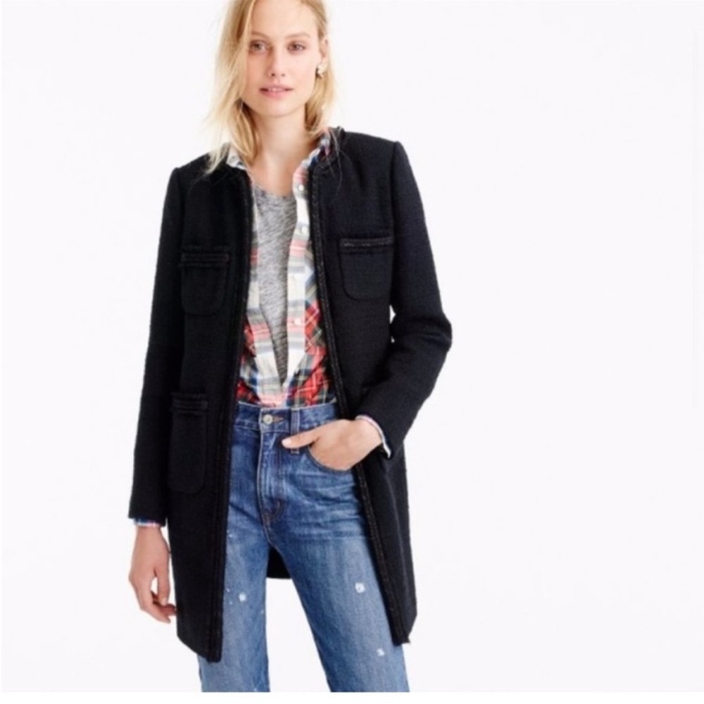 NWOT J. Crew | RARE Lady day coat | Black | Size 10P - Picture 2 of 16